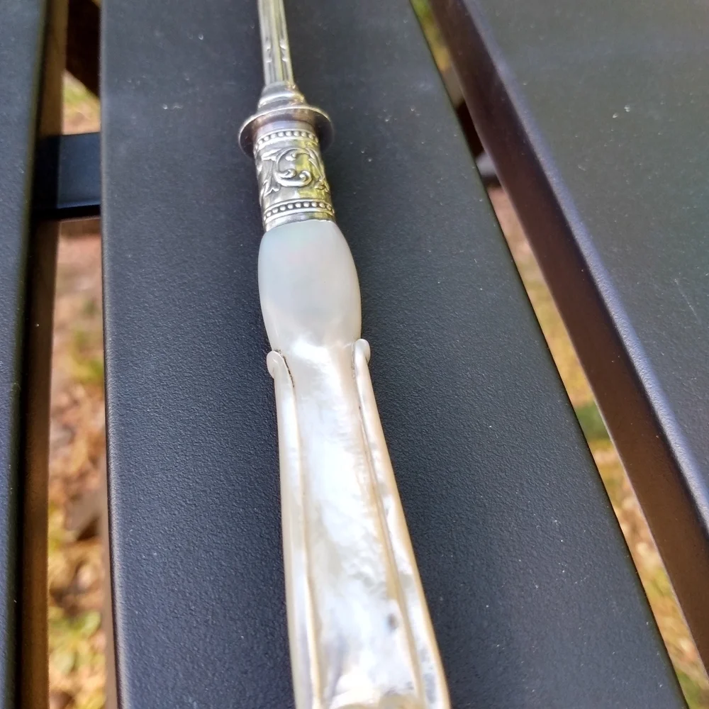 Antique Sterling & Mother of Pearl Handel Serving Forks